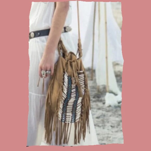 Spell Tan and Black Fringe Crossbody Bag - Picture 1 of 12